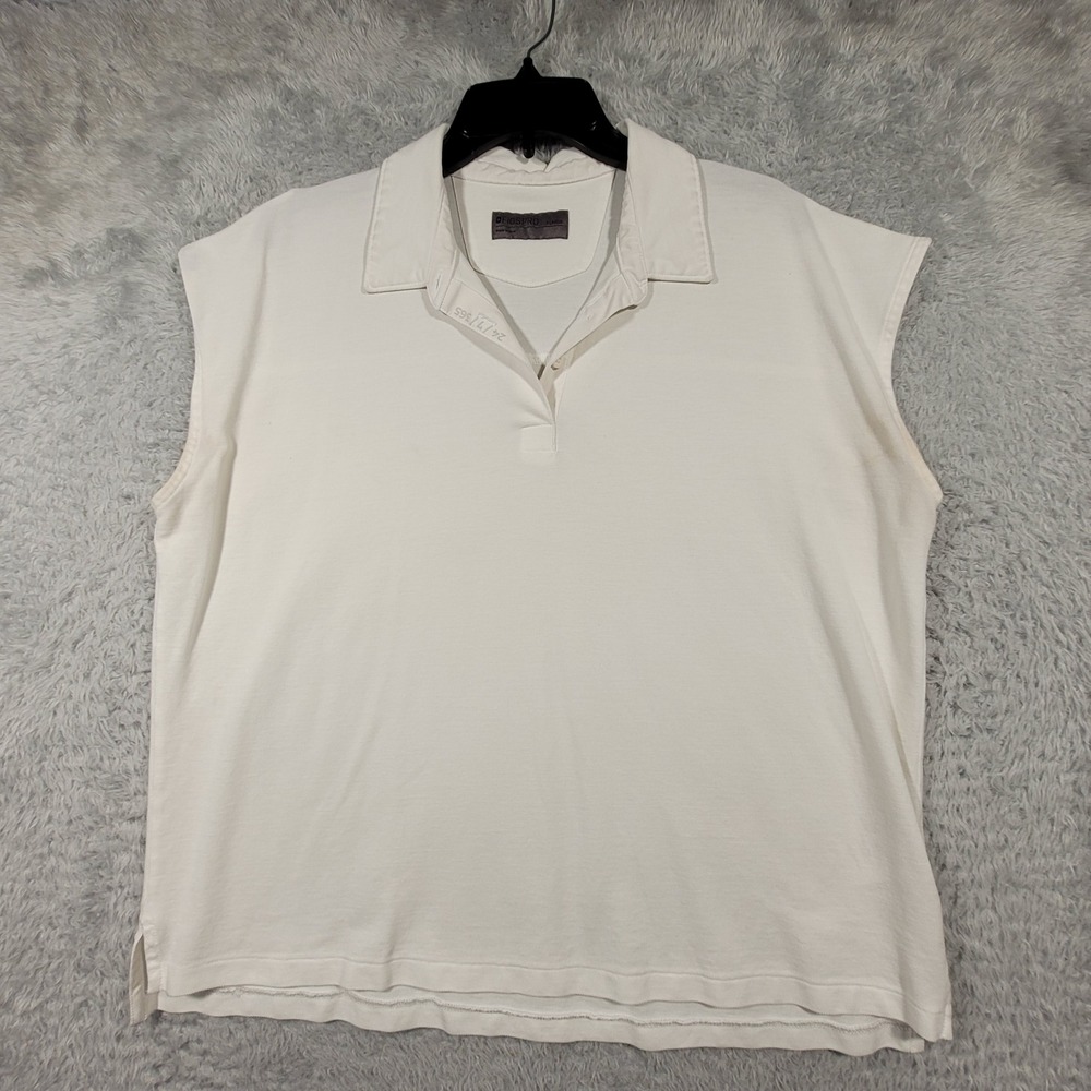 FIGSPRO Sleeveless Polo Shirt Womens XL White Pima Cotton V-Neck W22WW1009